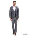 Windowpane Suit with Collared Vest
