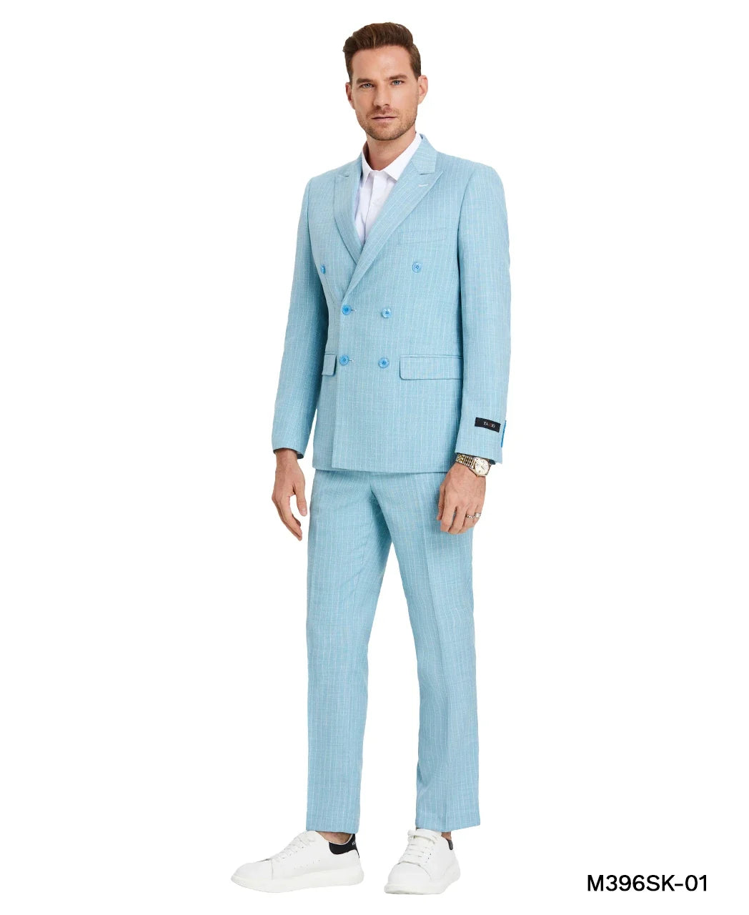 Double-Breasted Pinstripe Three-Piece Suit