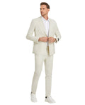 peak lapel summer suit in ivory