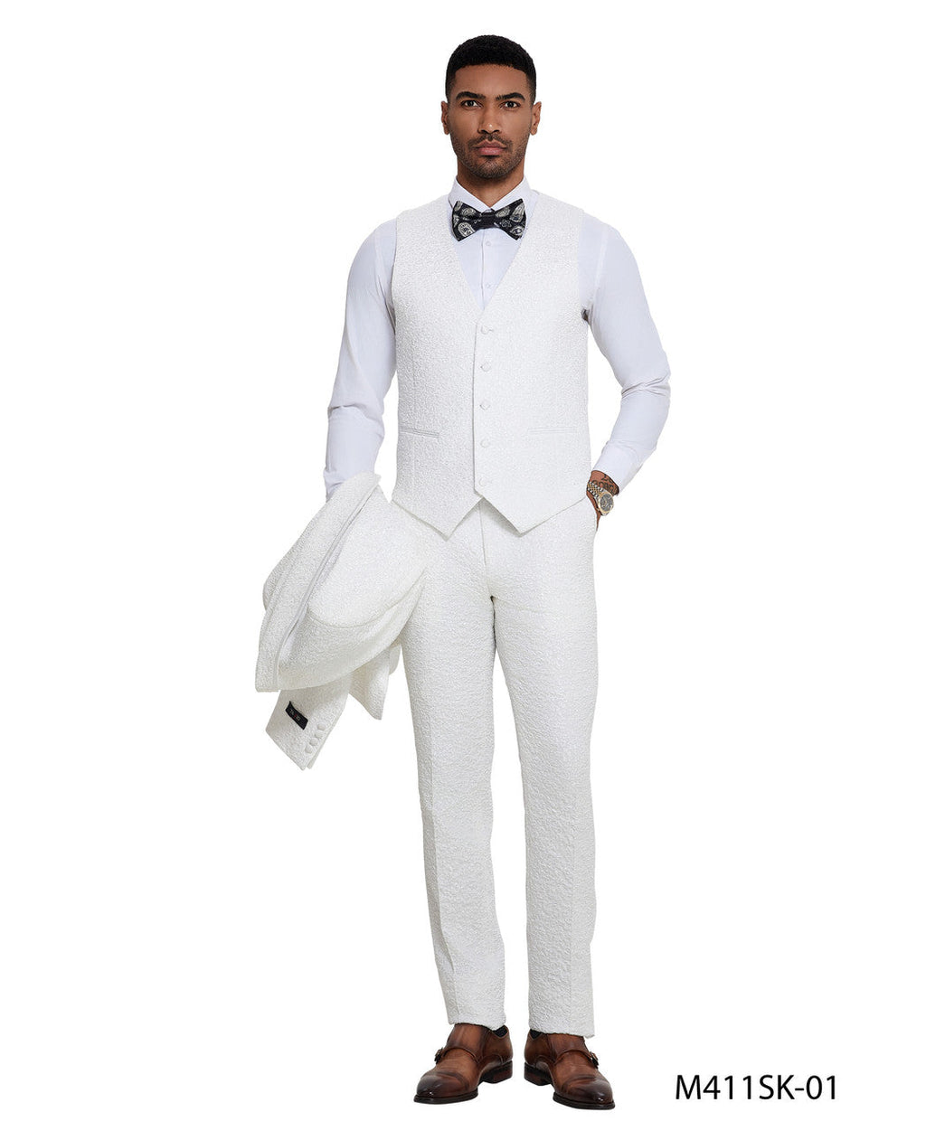 Textured Paisley Three-Piece Tuxedo