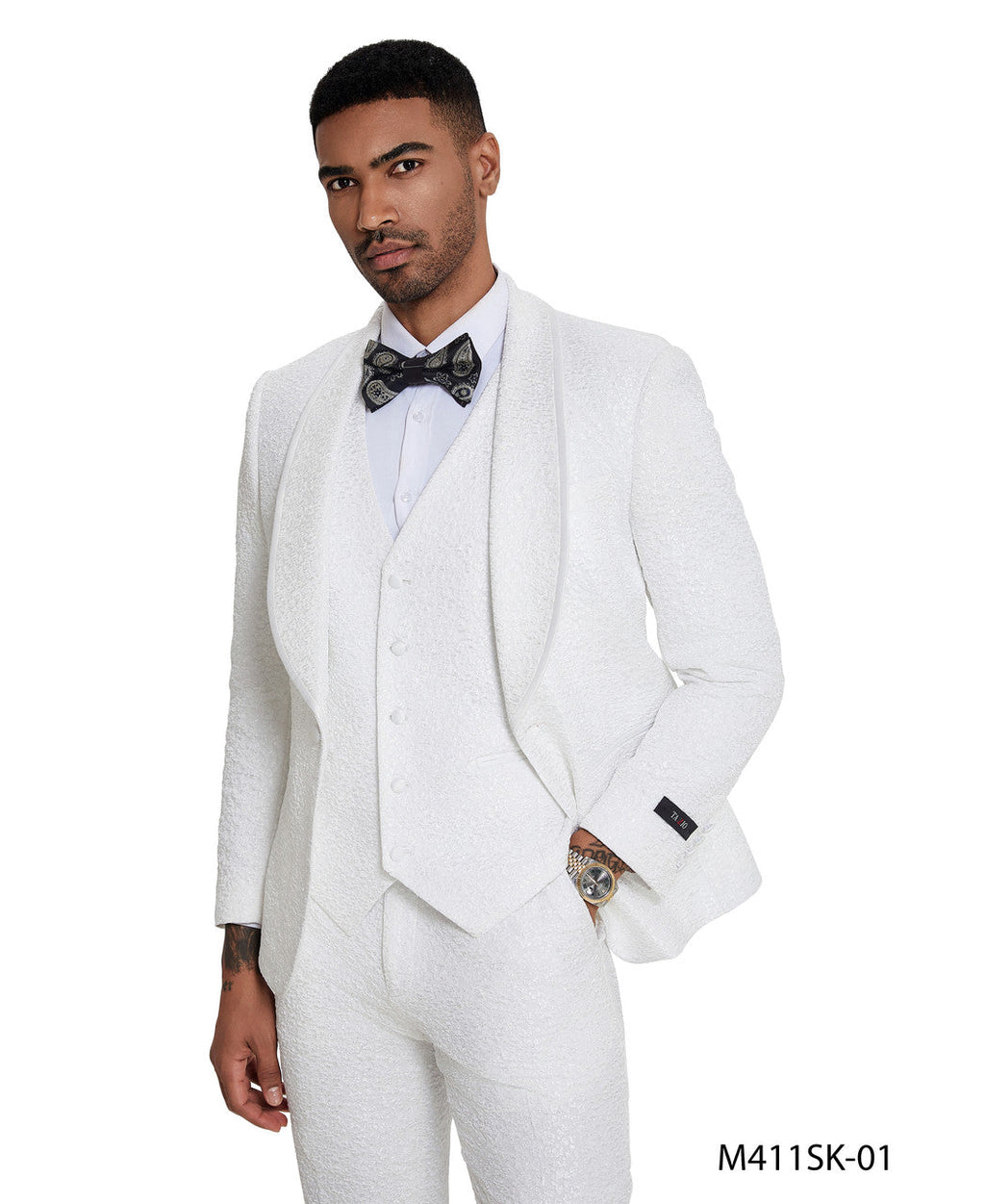 Textured Paisley Three-Piece Tuxedo