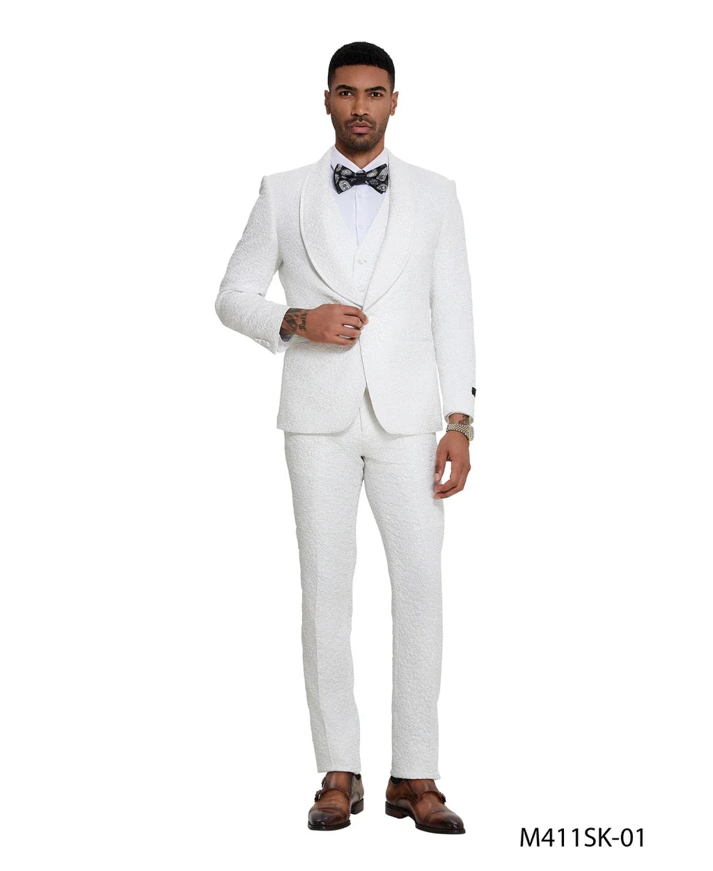 Textured Paisley Three-Piece Tuxedo