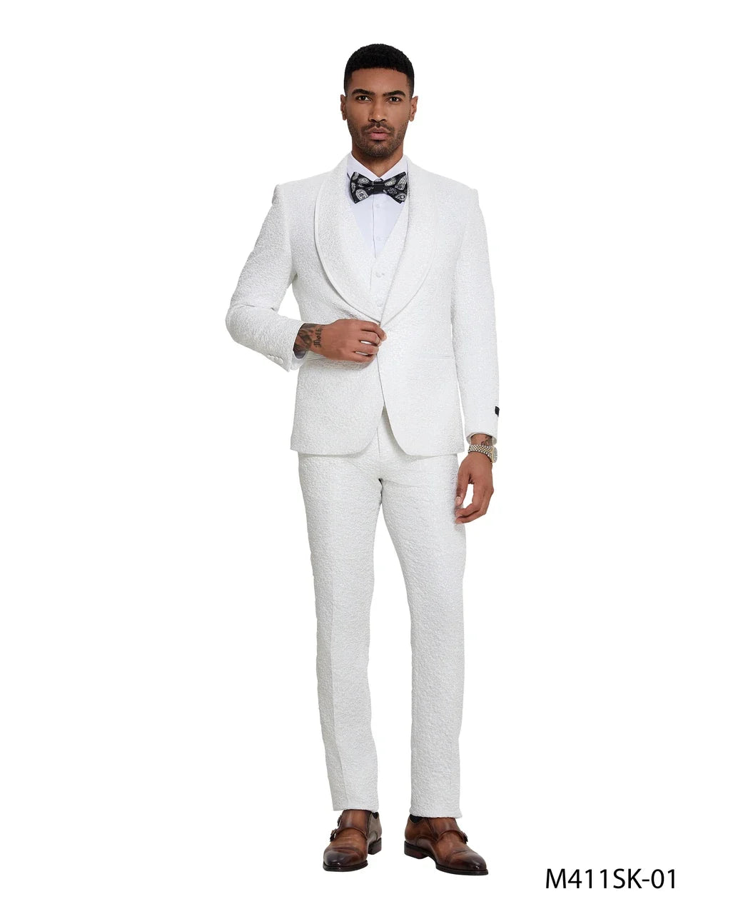 Textured Paisley Three-Piece Tuxedo