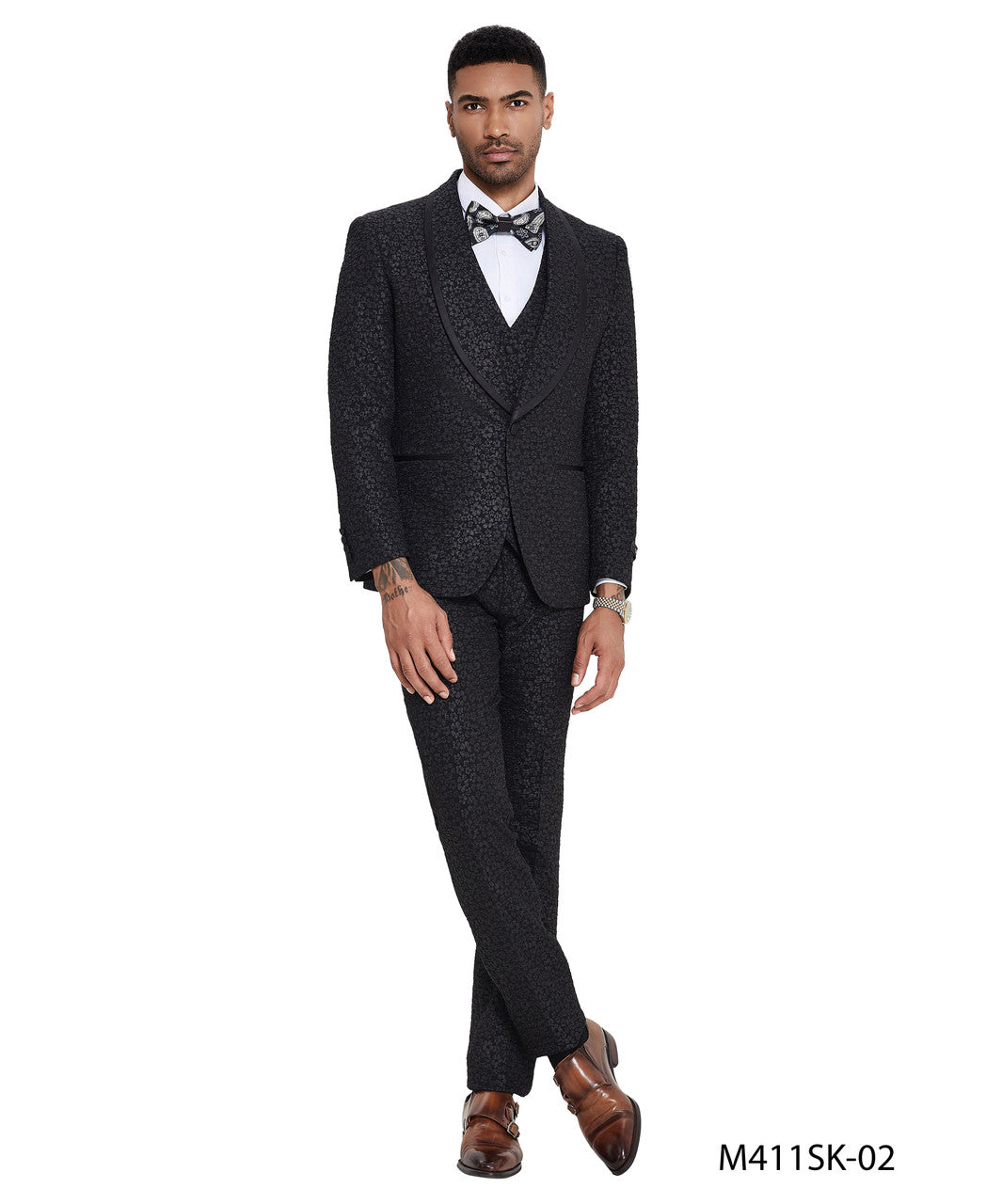 Textured Paisley Three-Piece Tuxedo