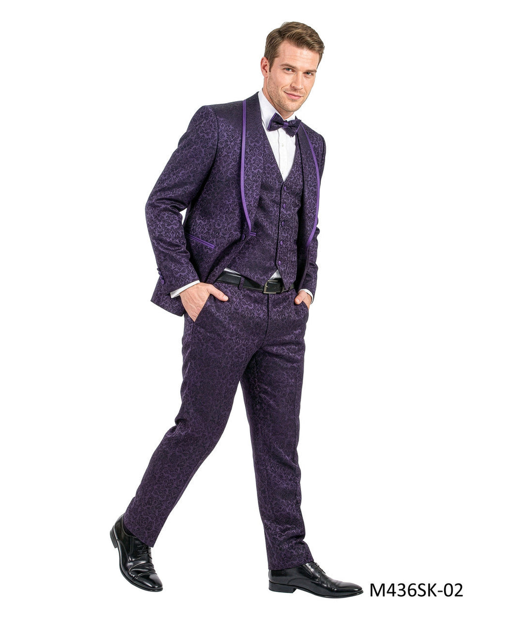 Paisley Three-Piece Suit with Bow Tie