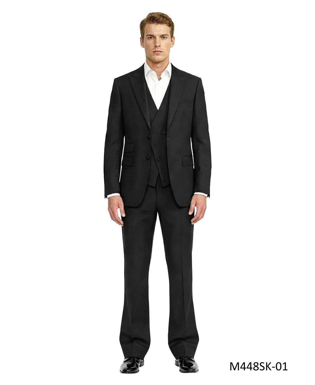 Studded Collar Three-Piece Tuxedo