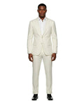 textured knit suit in ivory