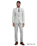 Light Windowpane Three-Piece Suit