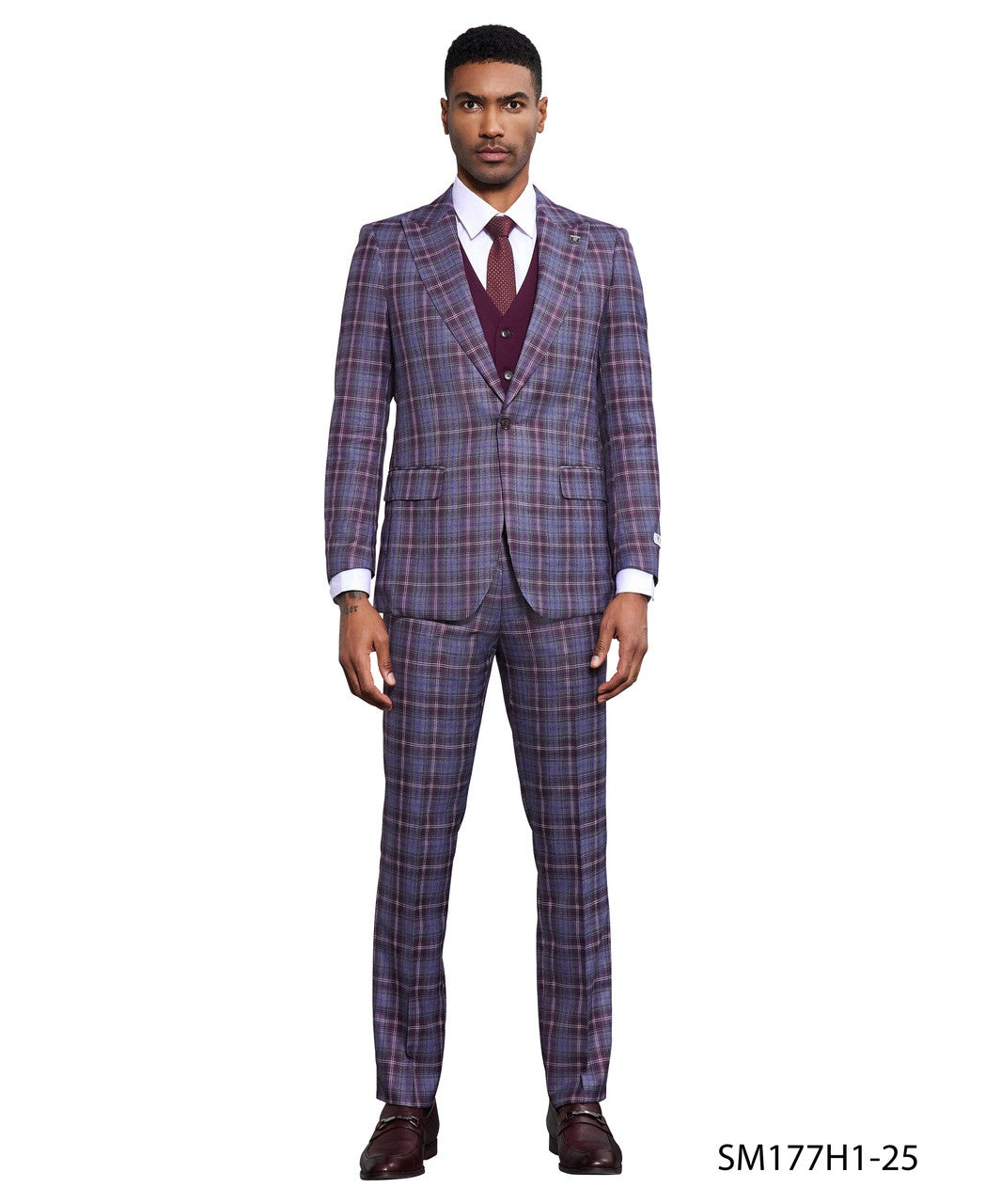 Bold Plaid Three-Piece Suit