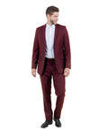 classic two-button suit in burgundy