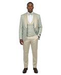 jacquard three-piece tuxedo in sage
