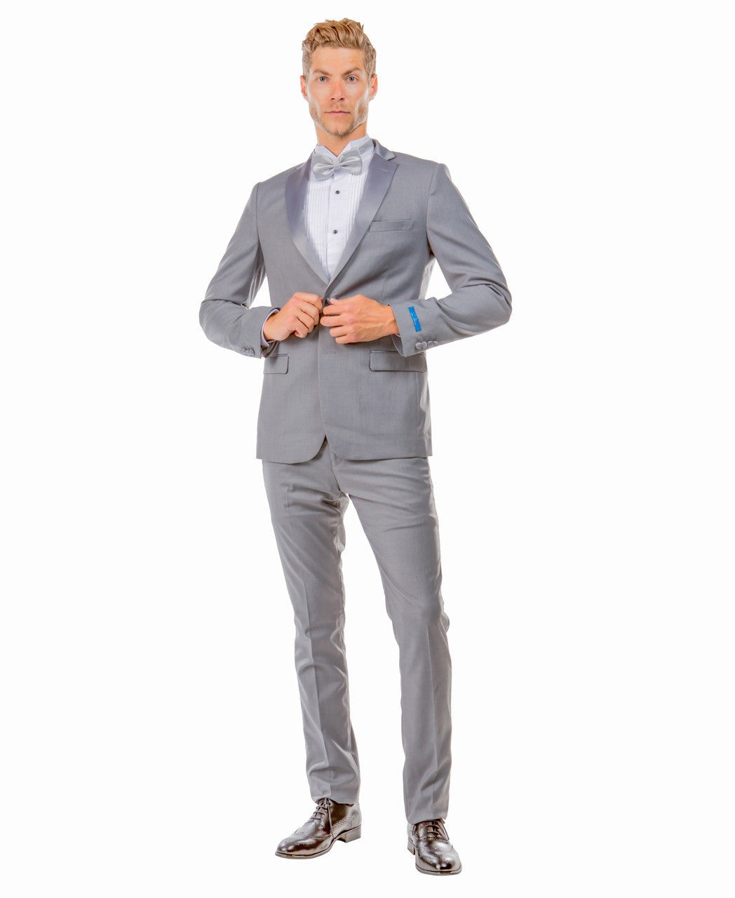 Notch lapel tuxedo in mid grey
