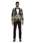 paisley shawl collar tuxedo in black/gold