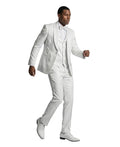 paisley three-piece suit with bow tie in white
