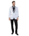 peak lapel tuxedo with satin vest in white with black