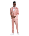 sharkskin three-piece suit in dusty rose