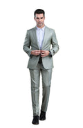 slim fit sharkskin suit in green