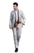 slim fit sharkskin suit in tan