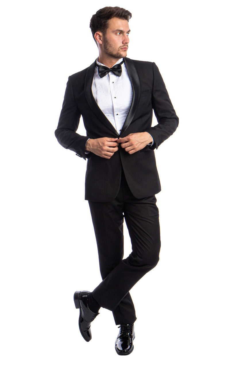 Slim fit shawl collar tuxedo in black