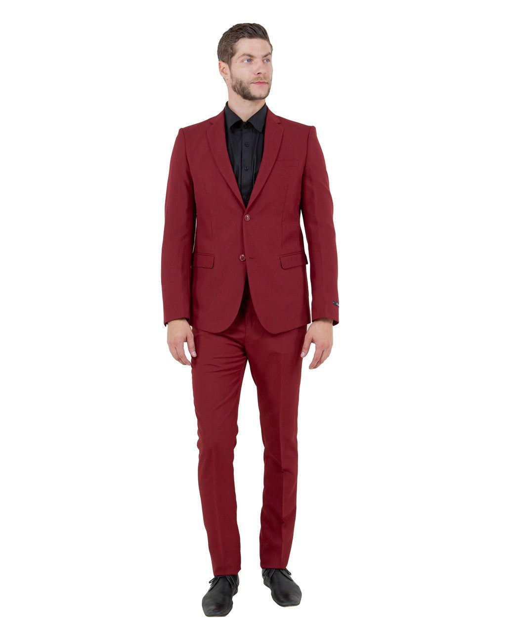Slim fit two-button suit in burgundy