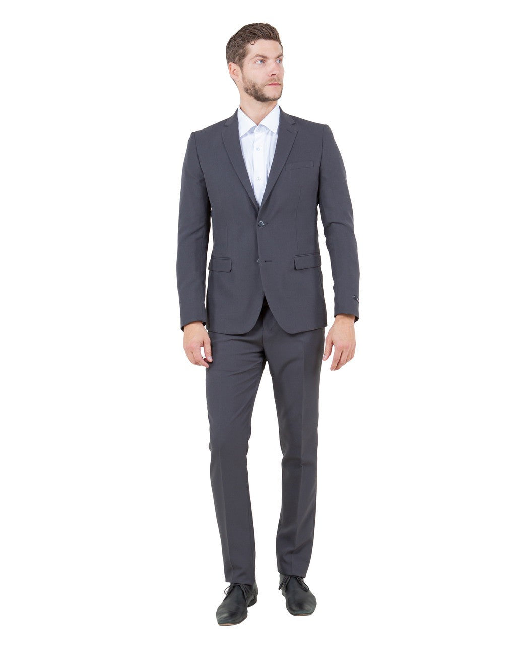 Slim fit two-button suit in dark grey