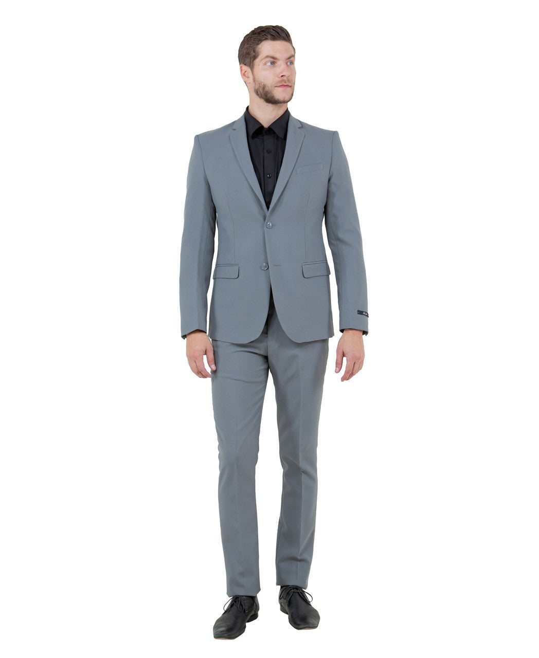 Slim fit two-button suit in light grey