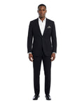 textured knit suit in black