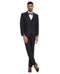 textured paisley three-piece tuxedo in black