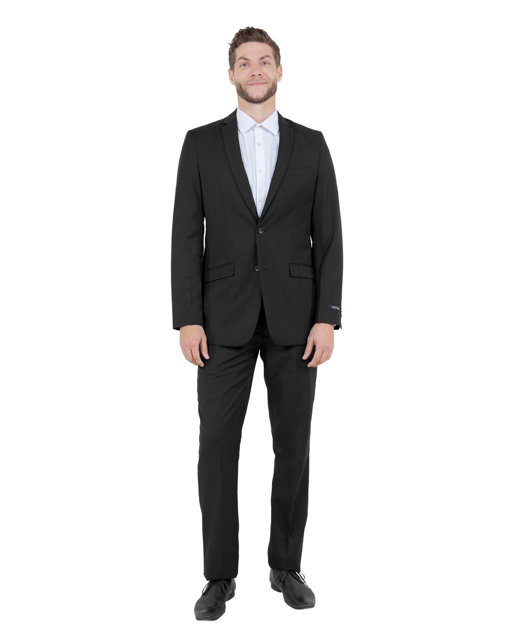 three-piece vested suit in black