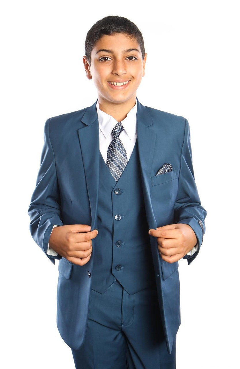 boys’ five-piece vested suit in blue