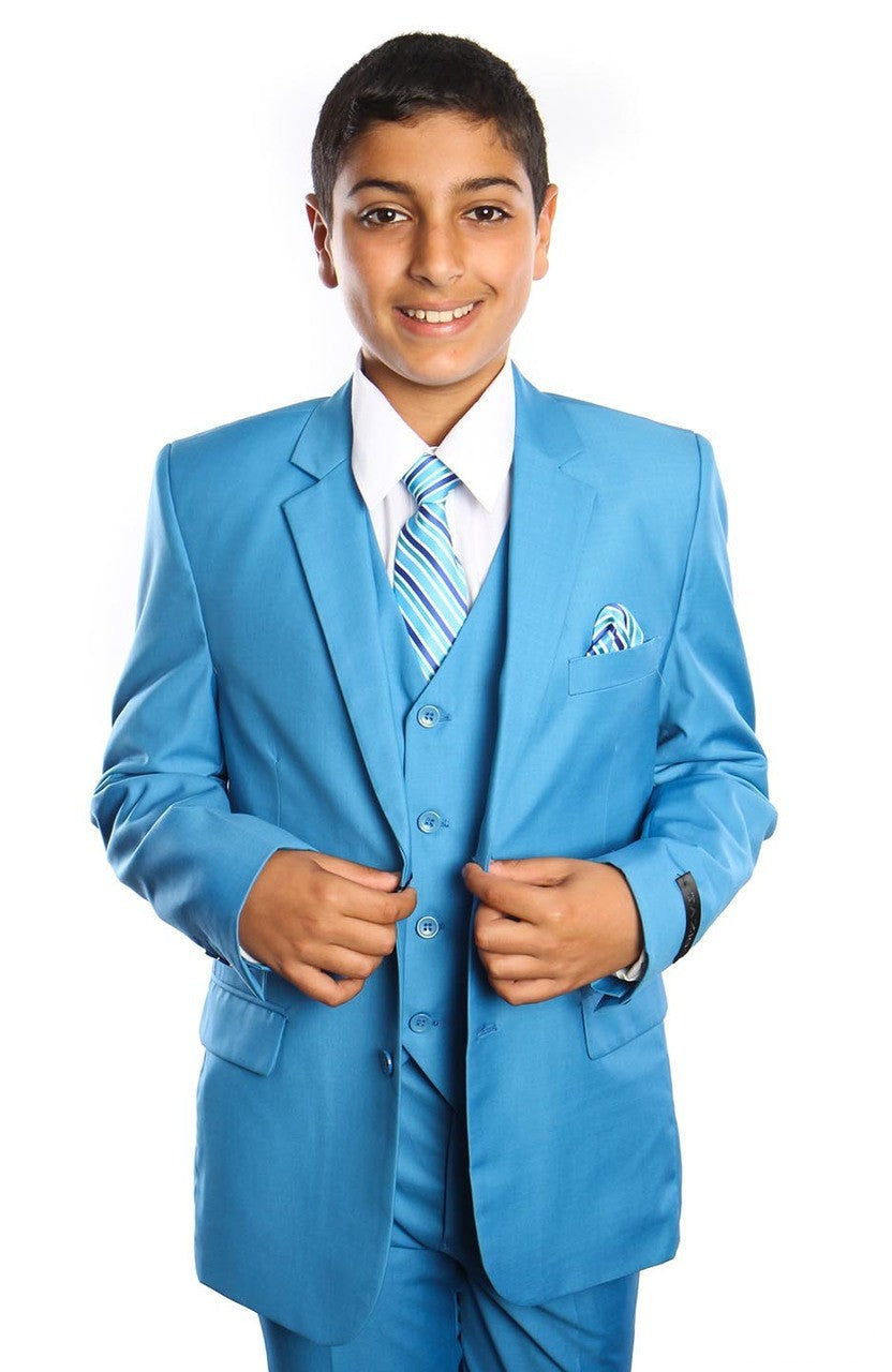 boys’ five-piece vested suit in french blue