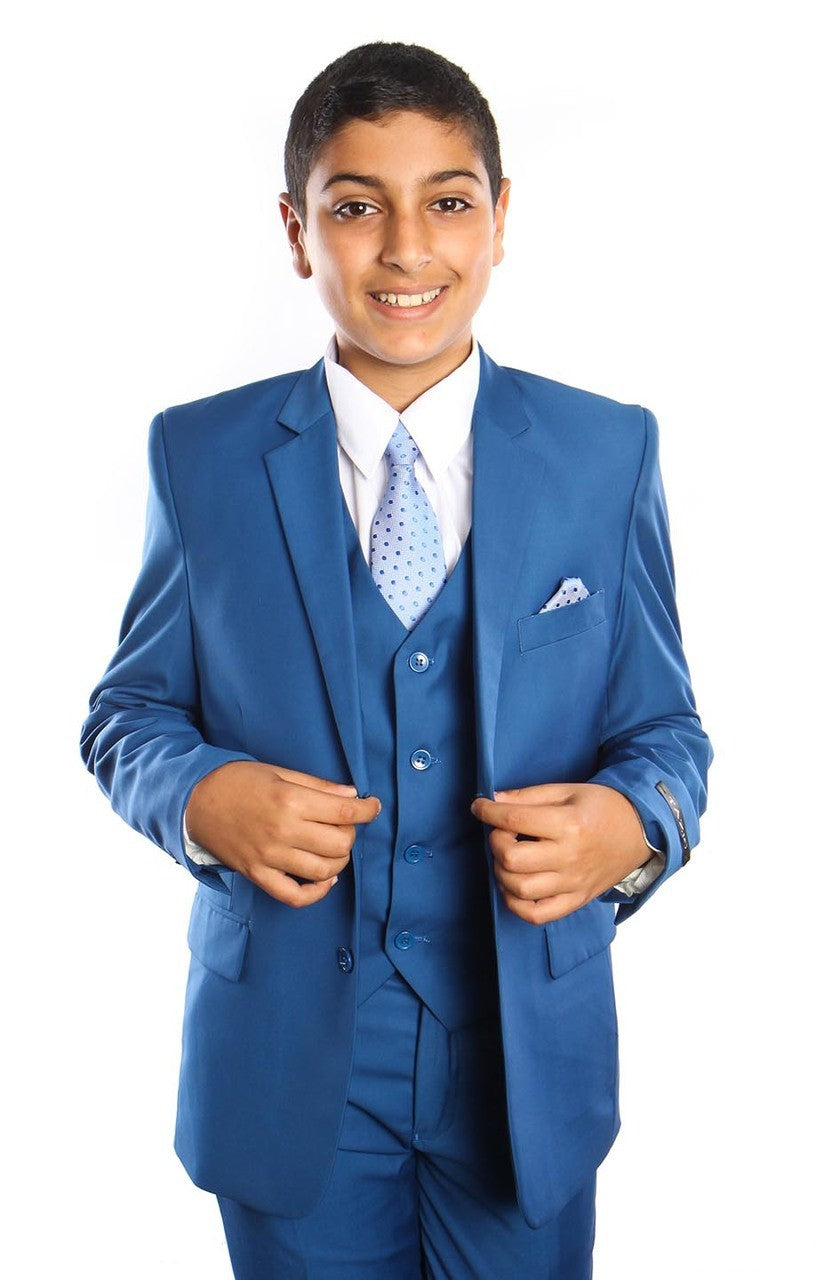 boys’ five-piece vested suit in indigo
