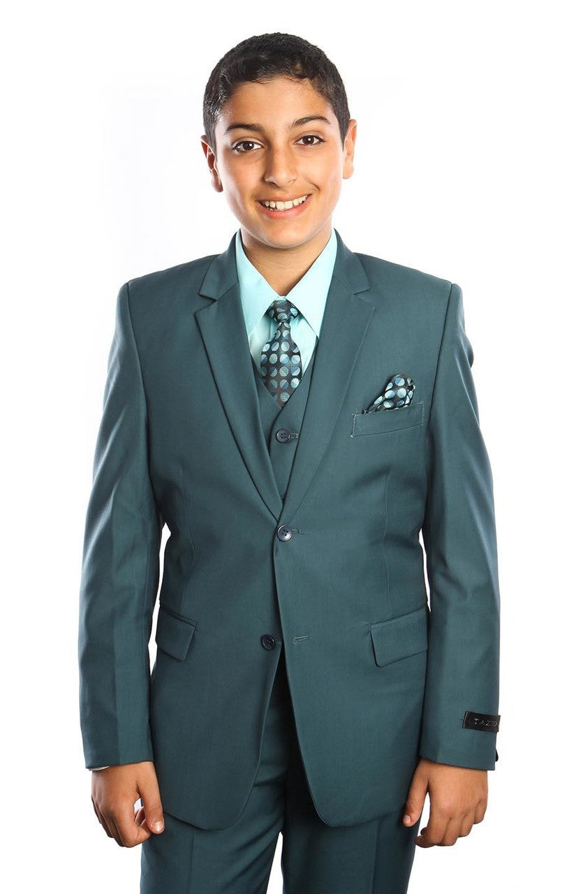 boys’ five-piece vested suit in nile green