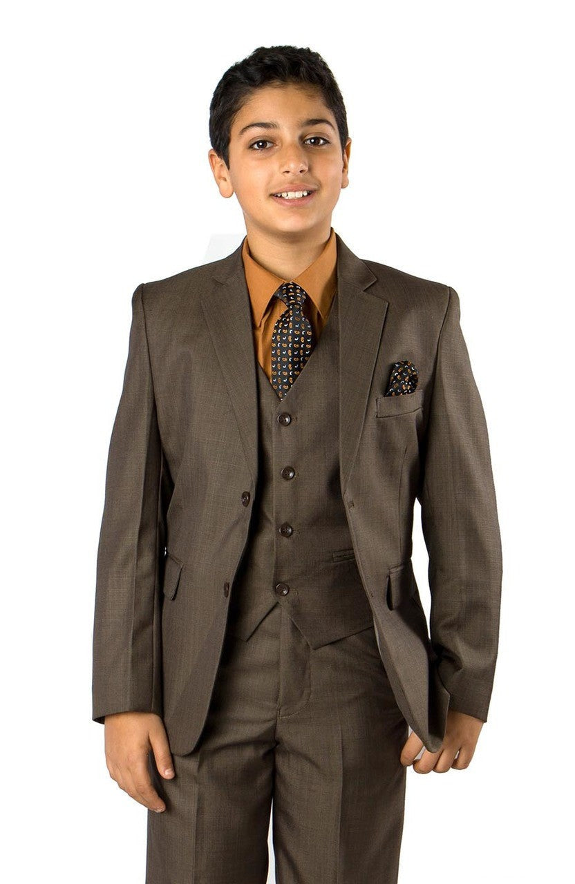 boys’ sharkskin suit set in olive