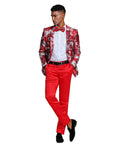 floral dinner jacket with bow tie in red
