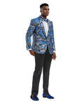 floral dinner jacket with bow tie in royal blue