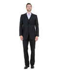 one-button three-piece suit in black