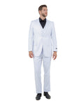 one-button three-piece suit in white