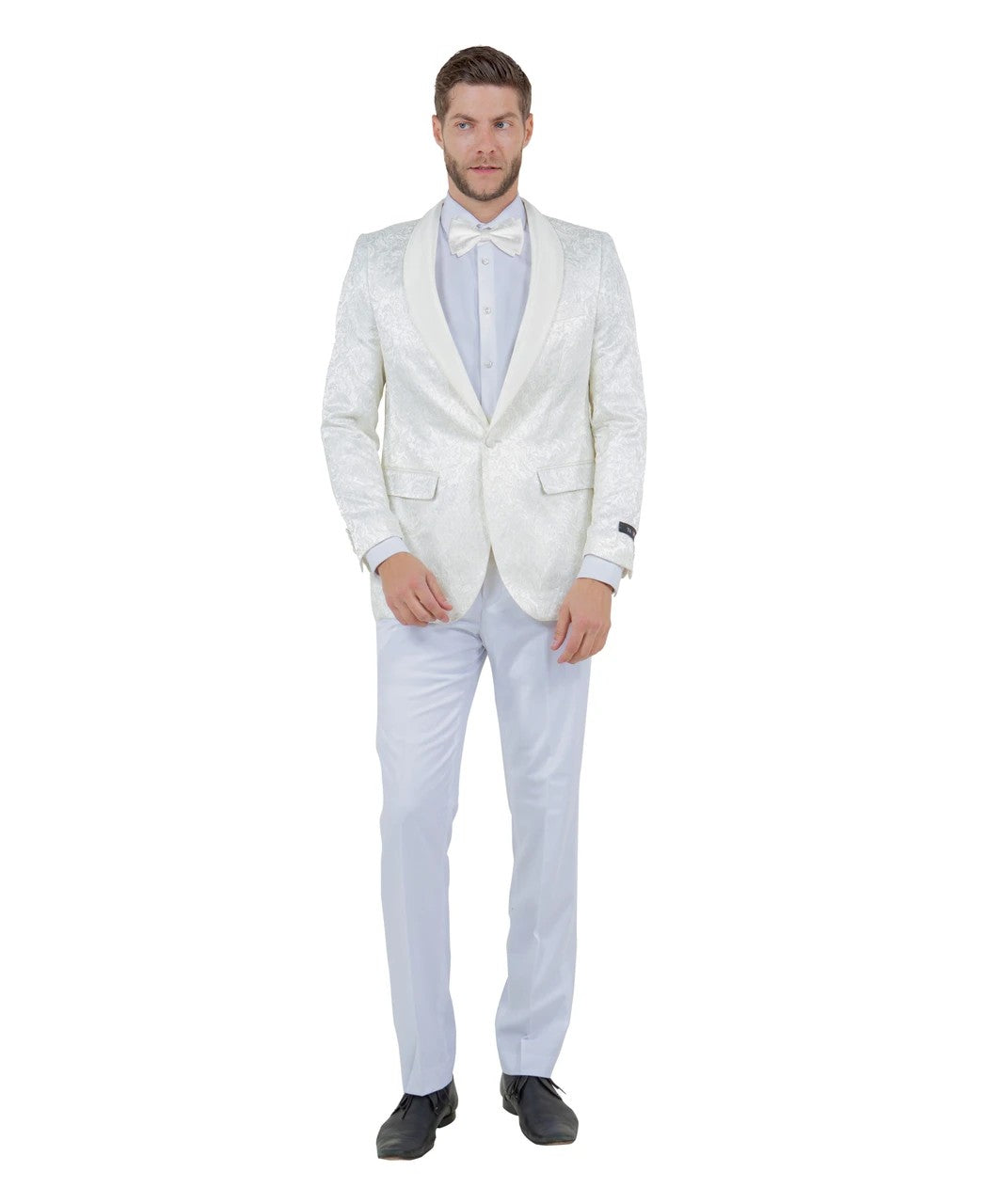 shawl collar dinner jacket in cream