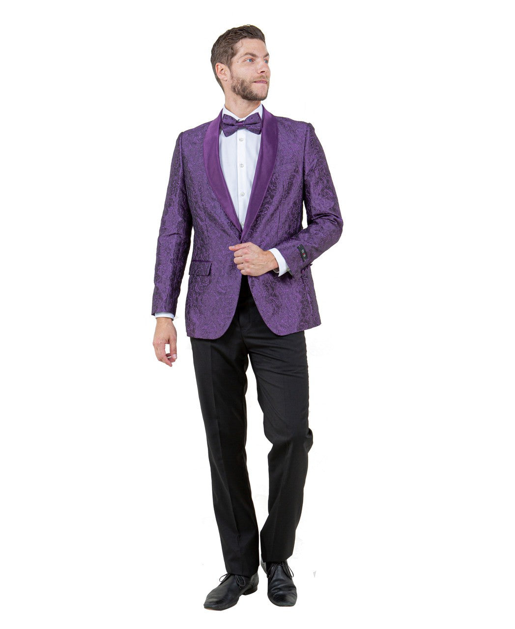 shawl collar dinner jacket in purple