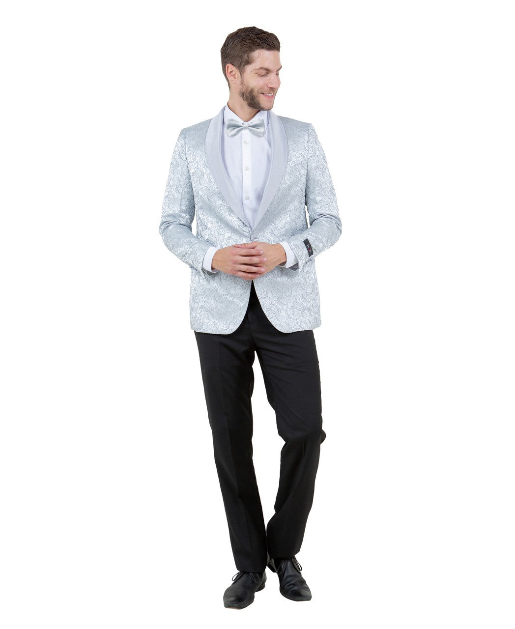 shawl collar dinner jacket in silver