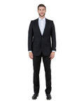 slim fit notch lapel suit in black