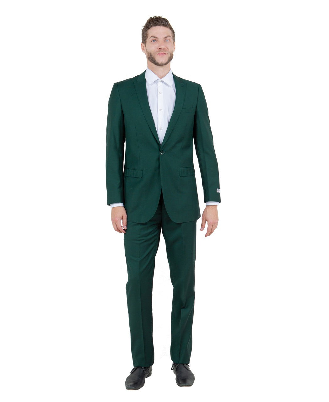 slim fit notch lapel suit in hunter green