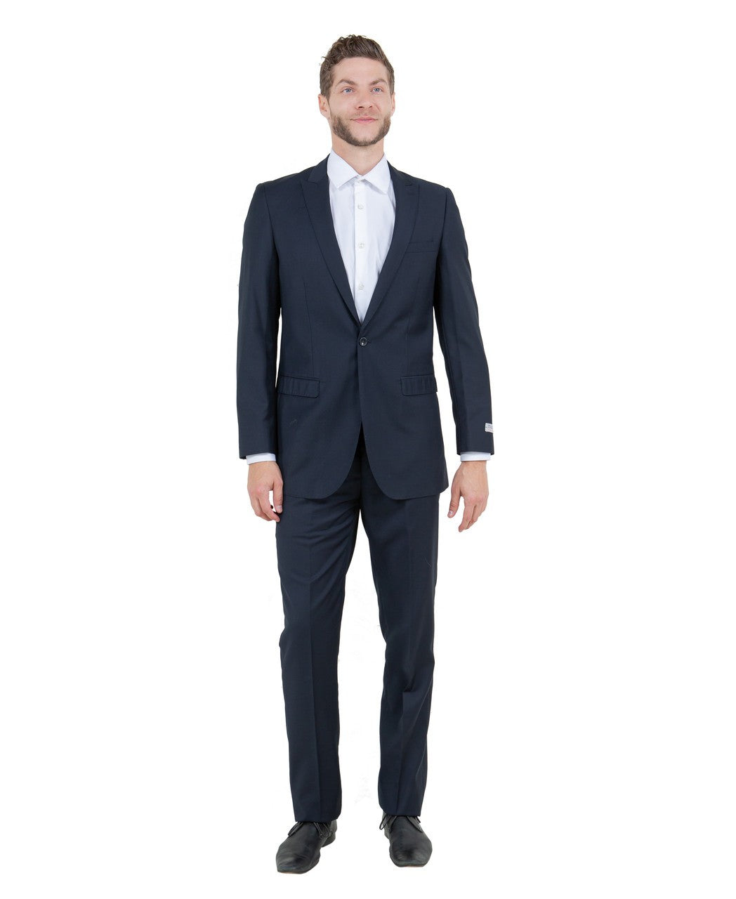 slim fit notch lapel suit in navy