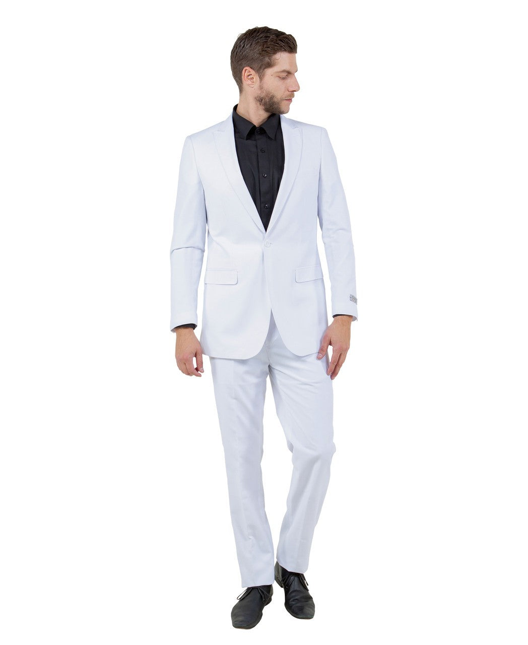 slim fit notch lapel suit in white