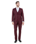 slim fit three-piece suit in burgundy