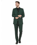 slim fit three-piece suit in green