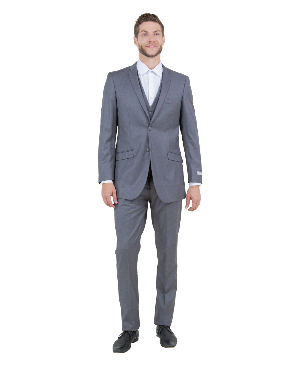 slim fit three-piece suit in grey