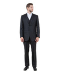 textured two-button suit in black
