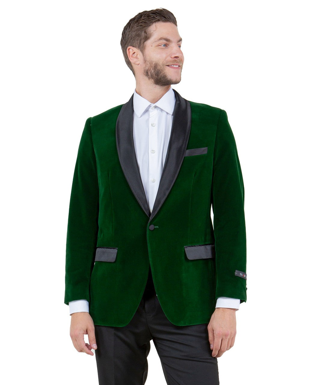 velvet shawl collar dinner jacket in hunter green